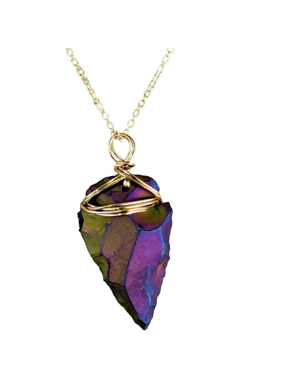 Peacock Ore Arrowhead Necklace Gold Adjustable Chain Women Jewelry New Box Clasp